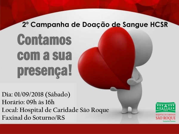 Convite 2º Campanha de Doação de Sangue HCSR